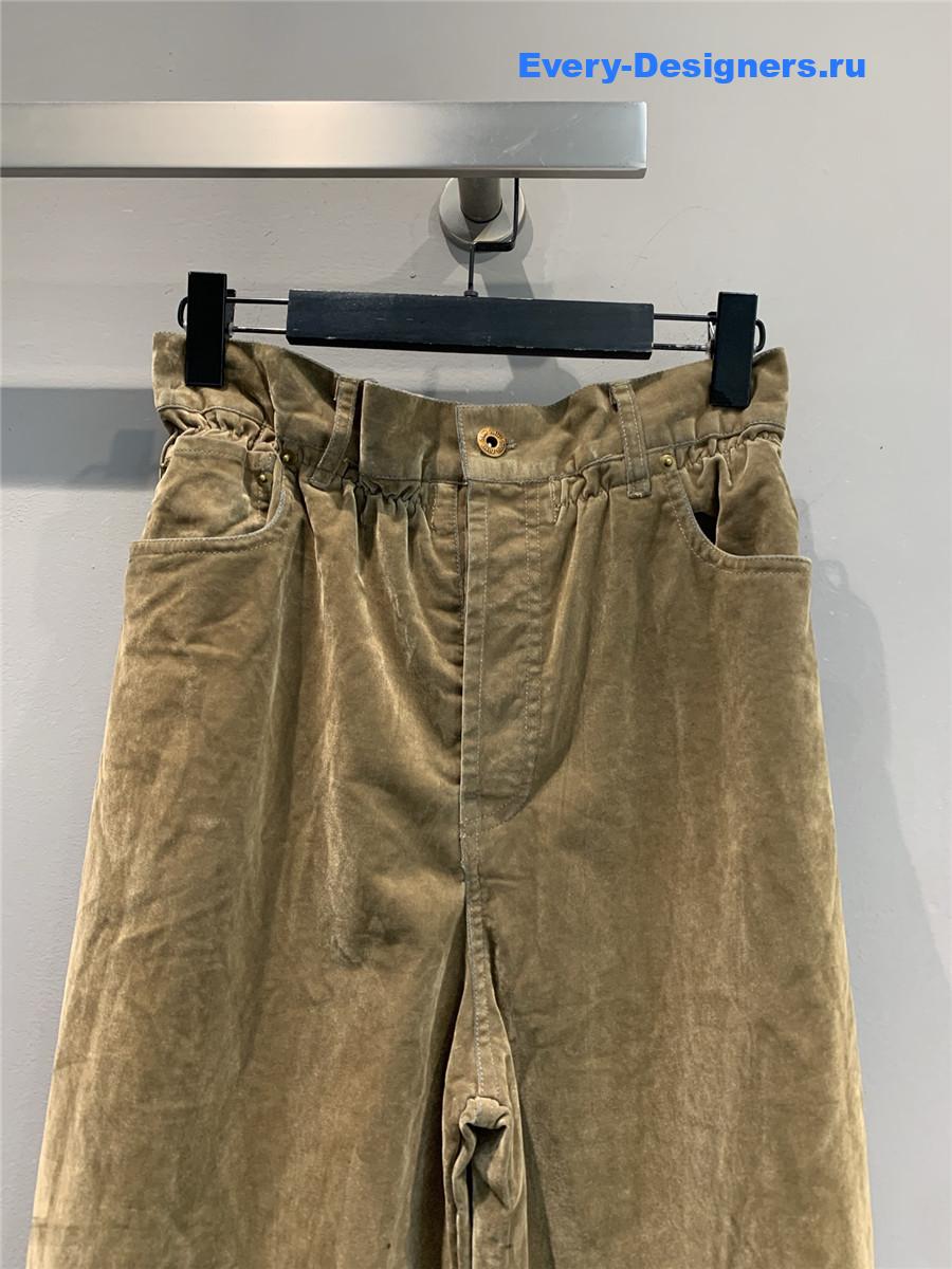 Miu Miu Tobacco Flocked Chambray Pants