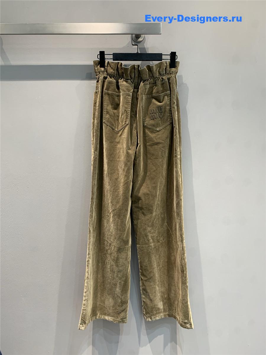 Miu Miu Tobacco Flocked Chambray Pants