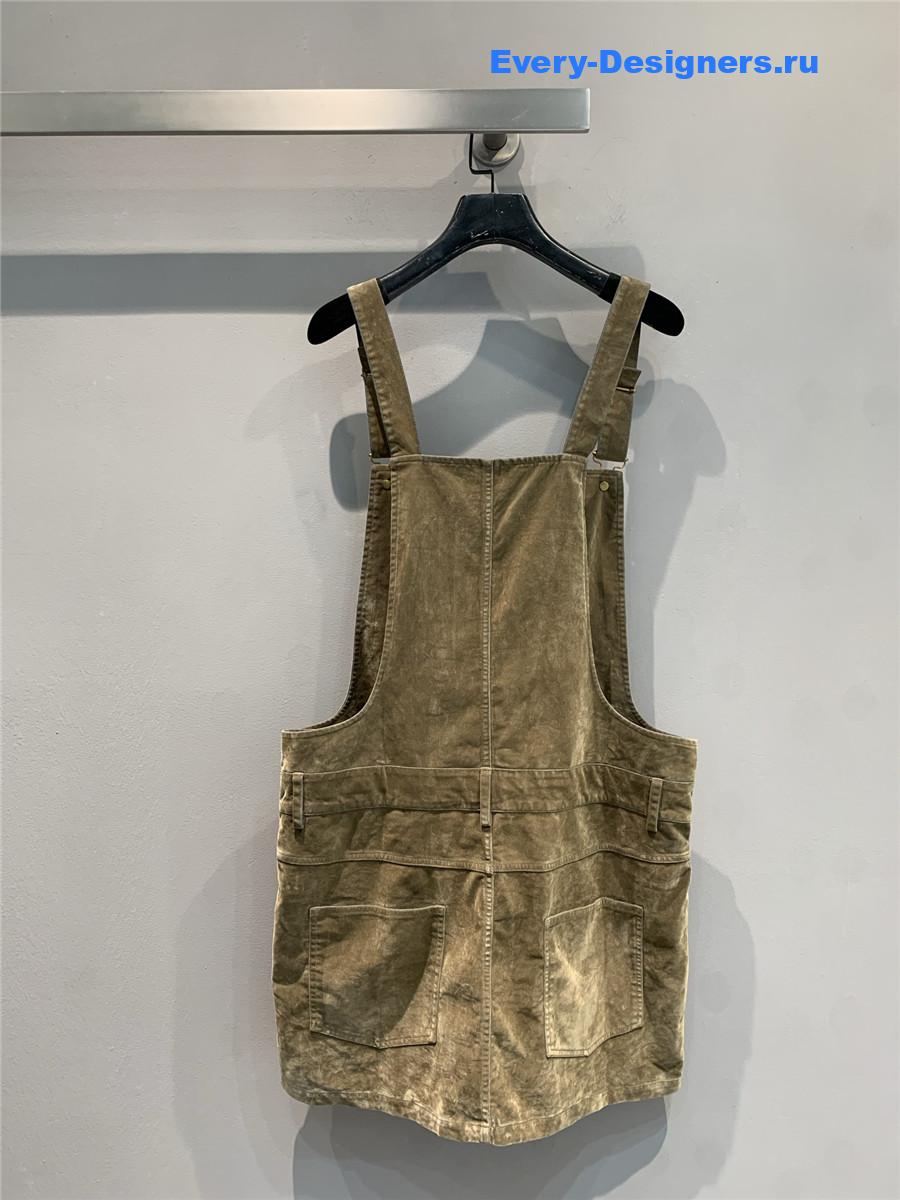 Miu Miu Tobacco Flocked Chambray Mini-Dress