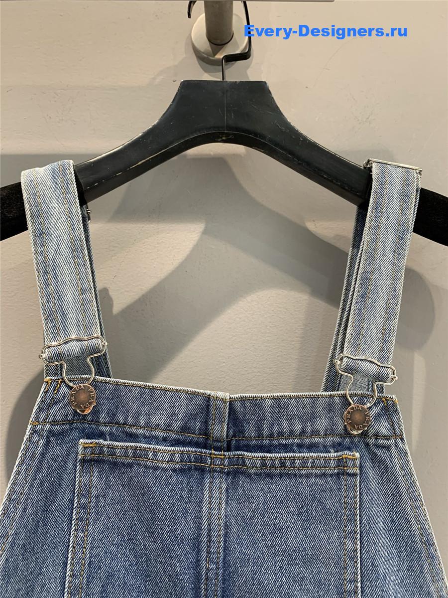 Pra*a light blue denim bib dress