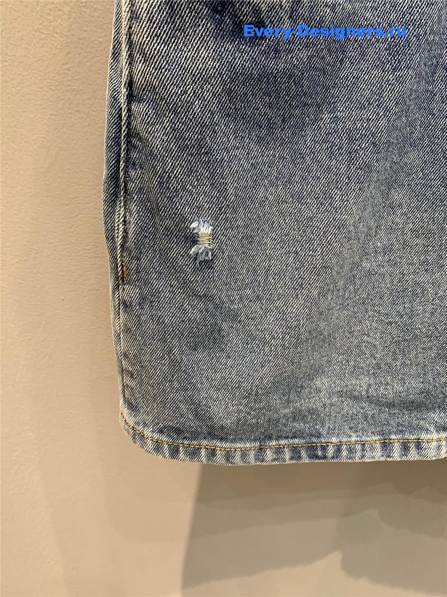 Pra*a light blue denim bib dress