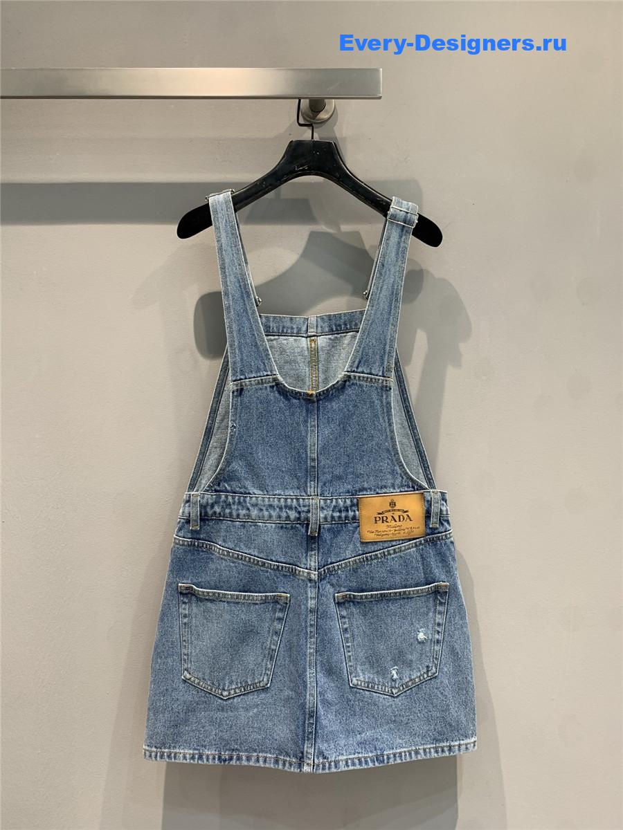Pra*a light blue denim bib dress