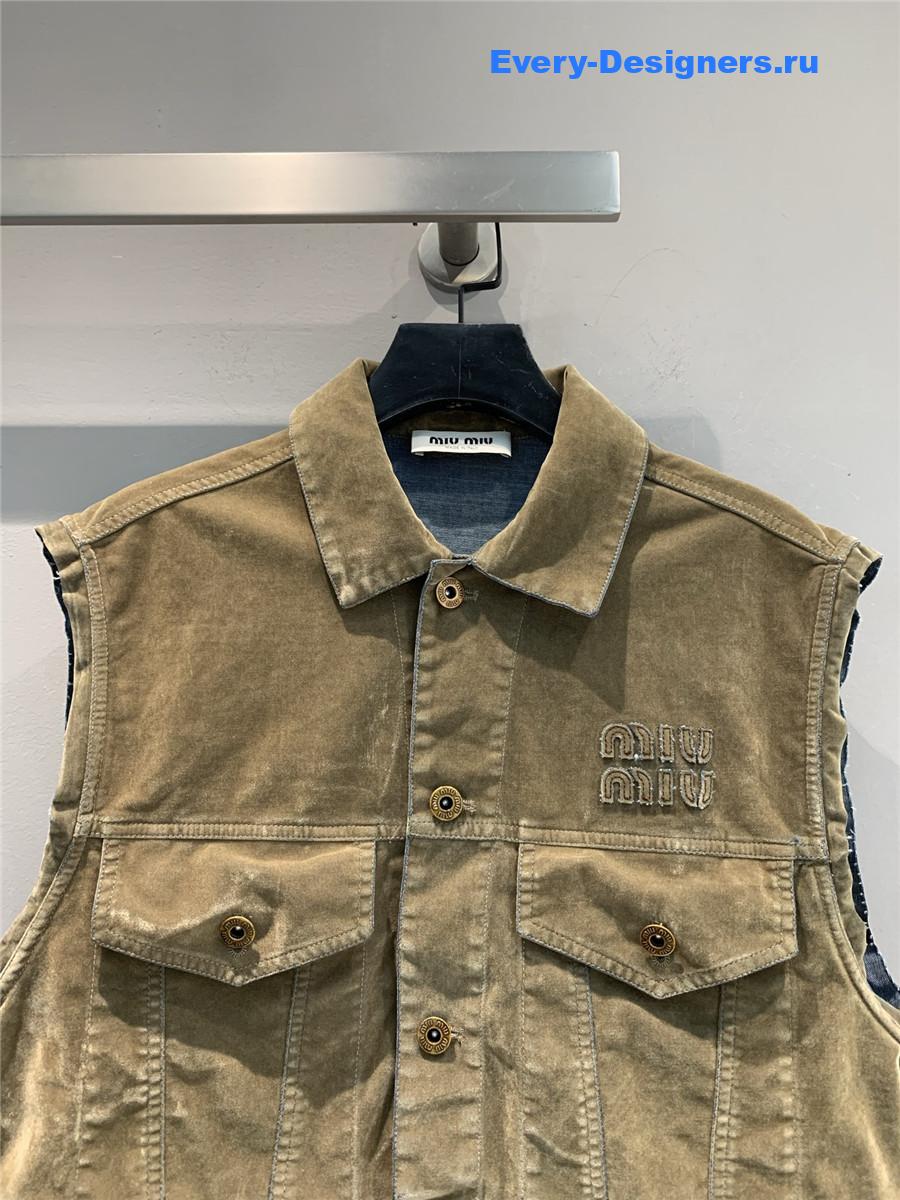 Miu Miu Tobacco Brown Chambray Vest