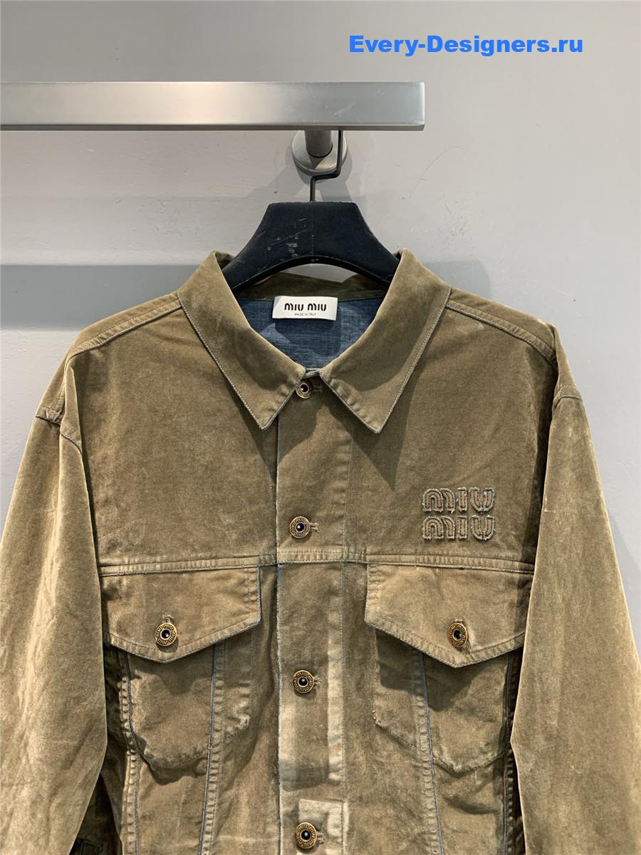 Miu Miu Tobacco Chambray Blouson Jacket