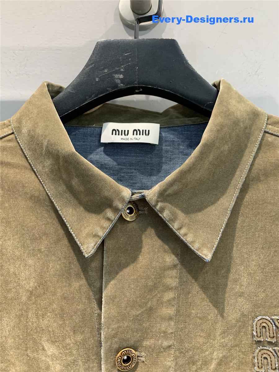Miu Miu Tobacco Chambray Blouson Jacket