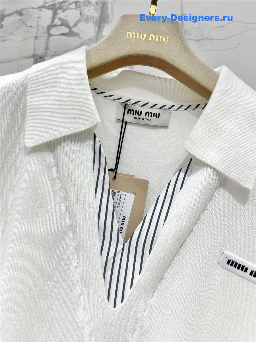 Miu Miu White Cotton Piqué Polo Shirt