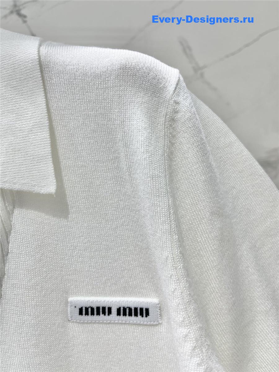 Miu Miu White Cotton Piqué Polo Shirt