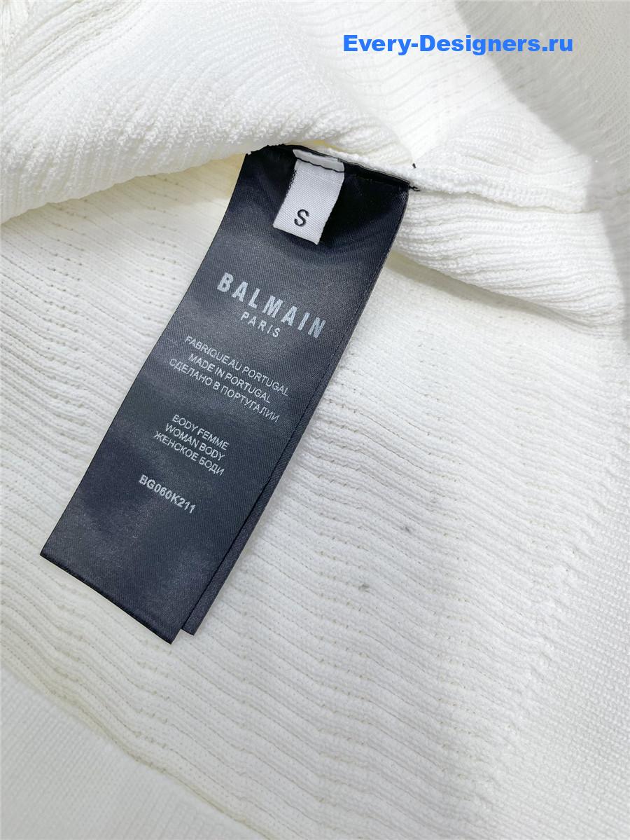 Balmain White Knitted Skirt