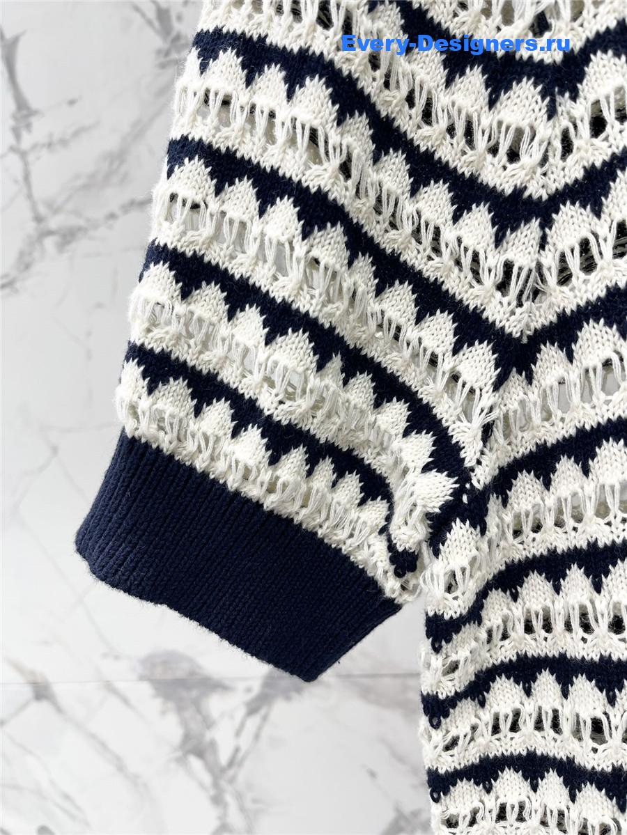 Miu Miu Striped Polo Knit Top