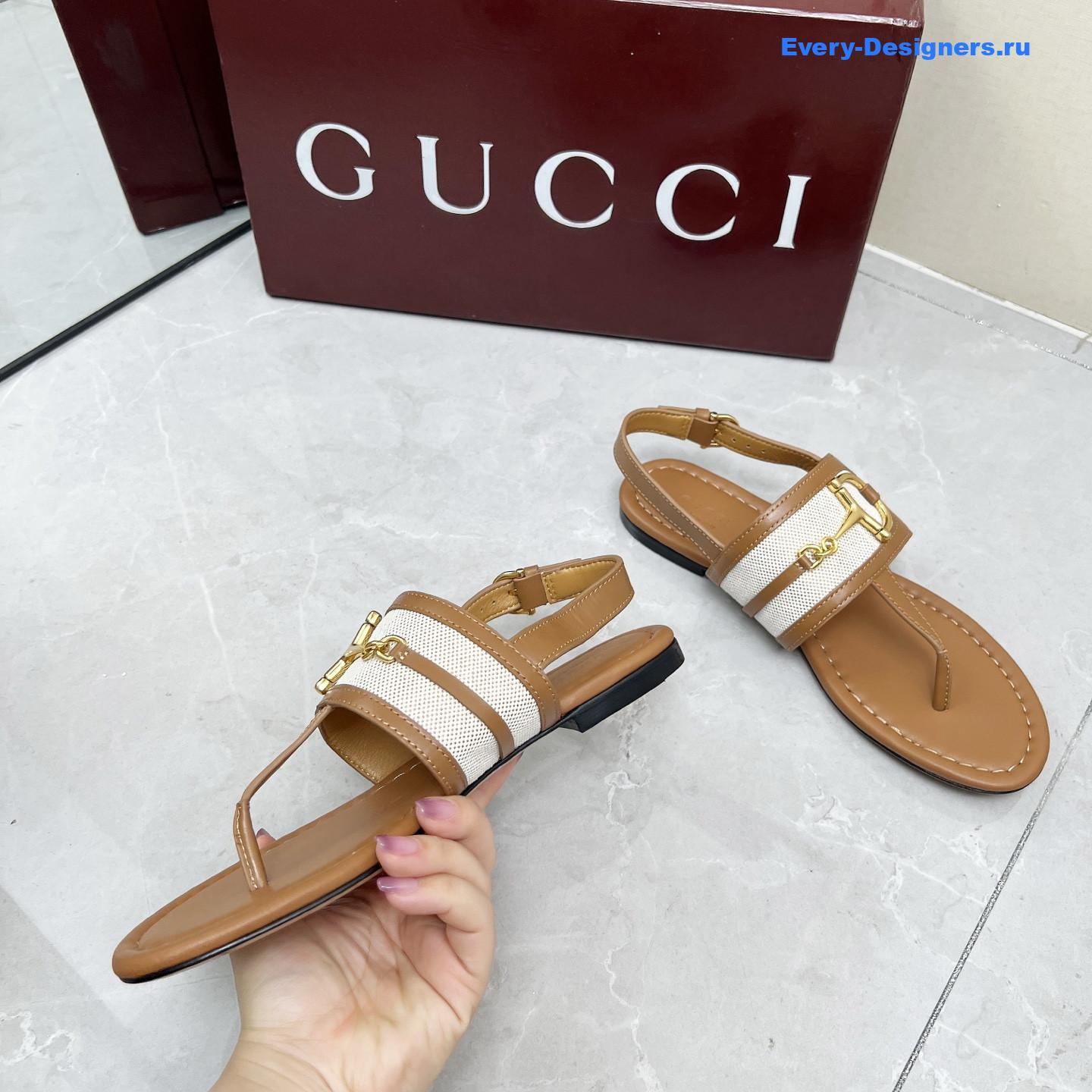 Gvc*1 brown leather horsebit sandals