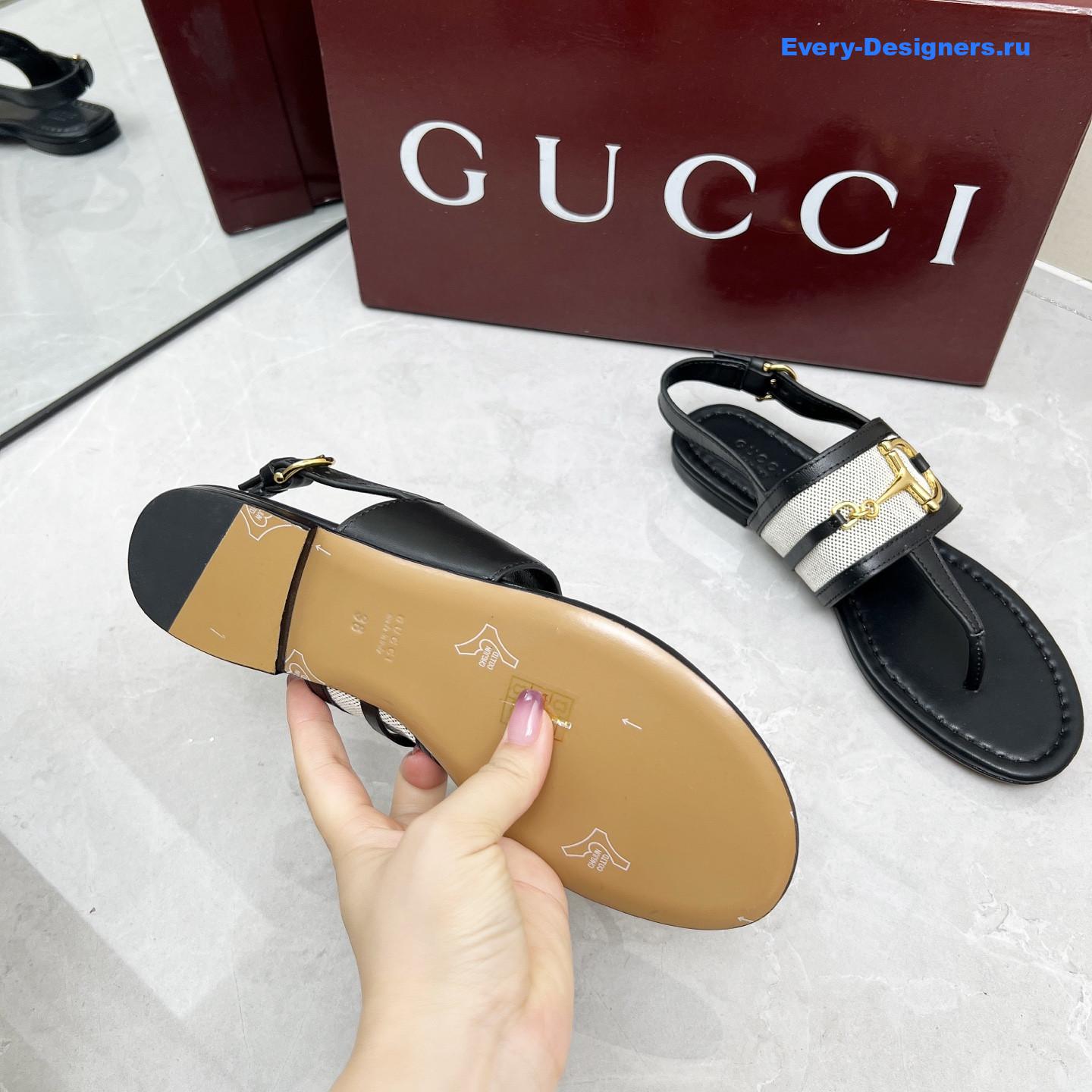 Gvc*1 black leather horsebit sandals