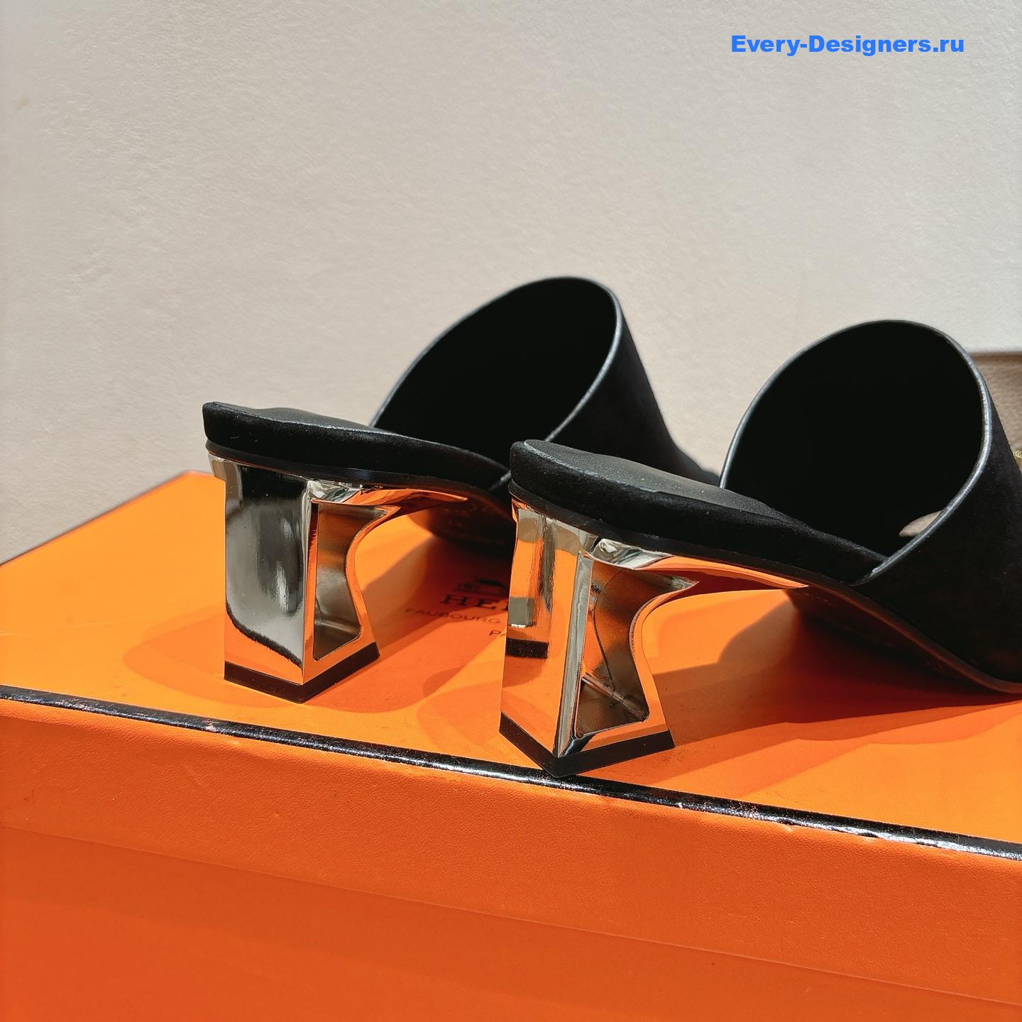 H**me5 black suede helia mules