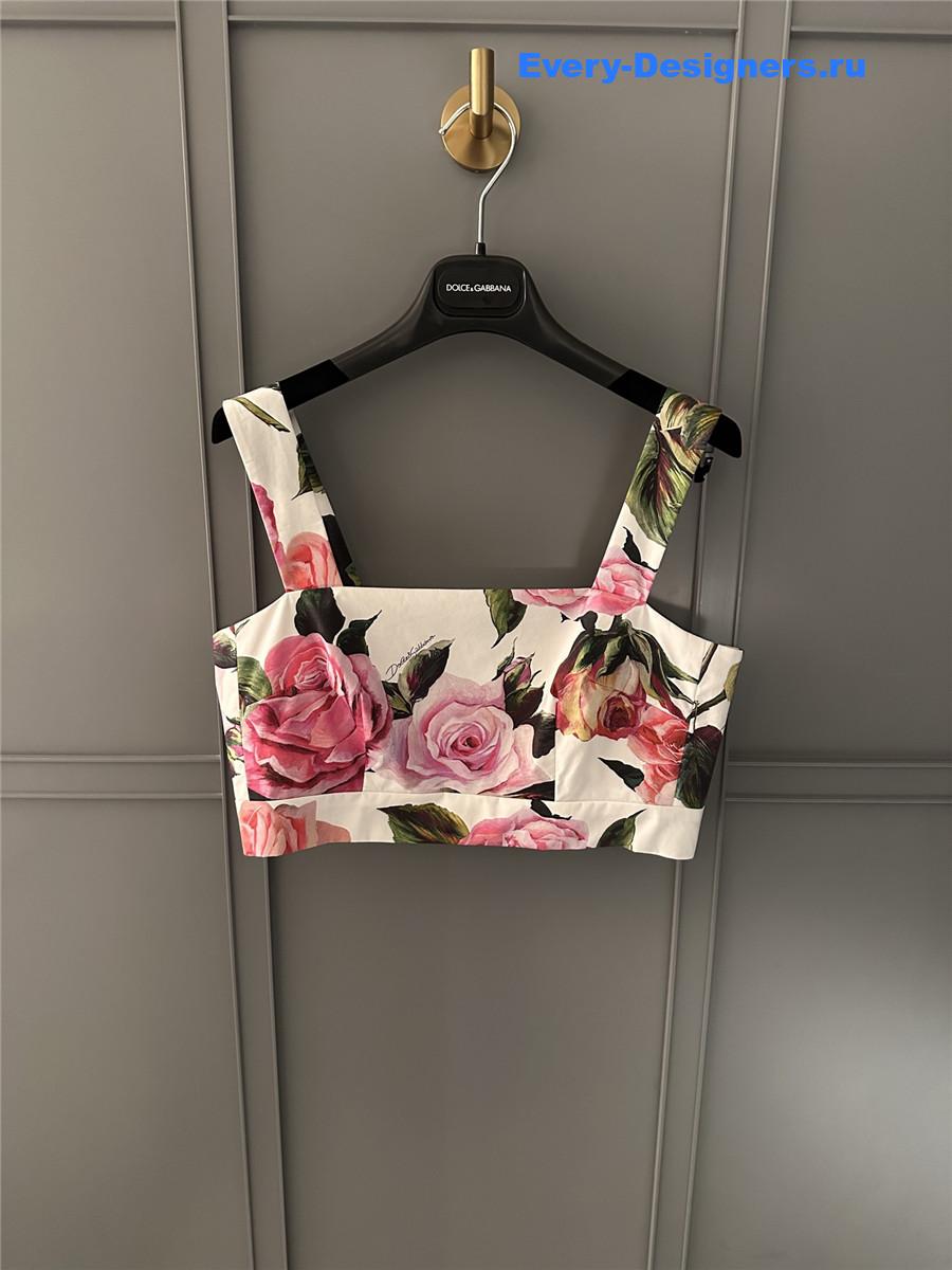 Dolce & Gabbana Pink Floral Cropped Top