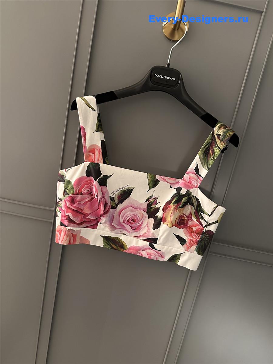 Dolce & Gabbana Pink Floral Cropped Top