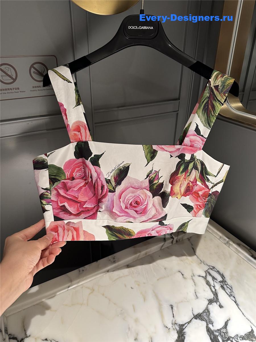 Dolce & Gabbana Pink Floral Cropped Top