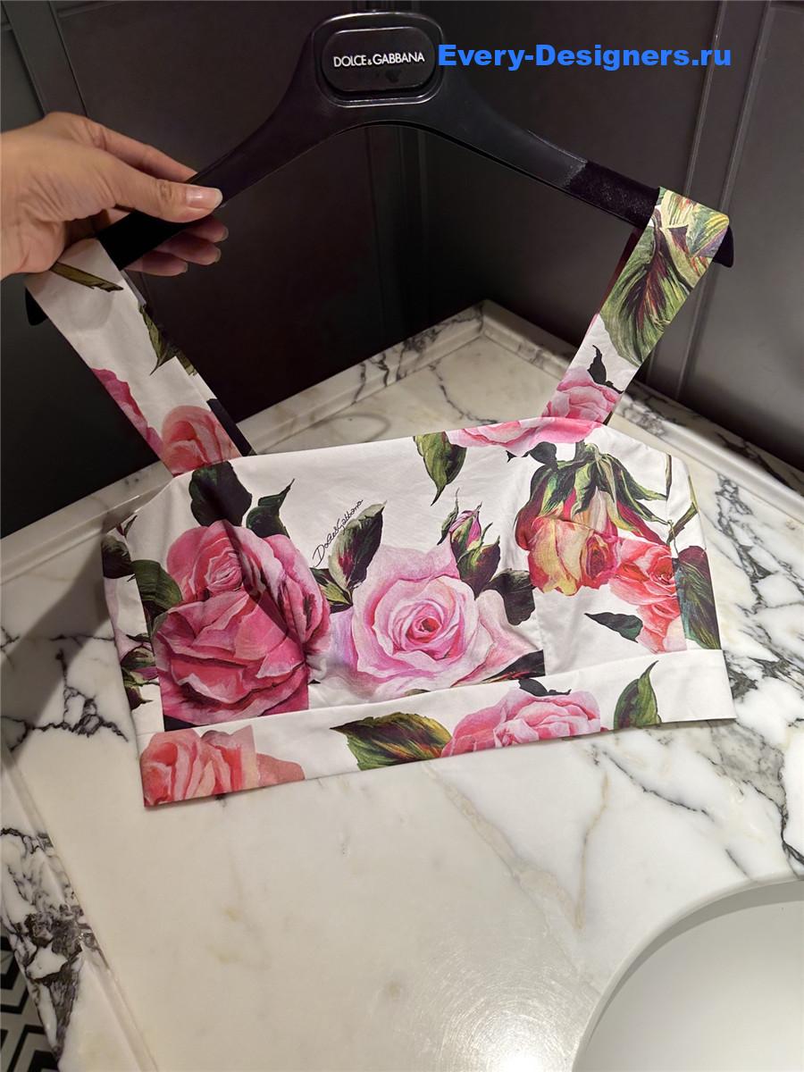 Dolce & Gabbana Pink Floral Cropped Top