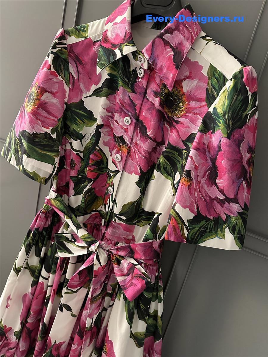 Dolce & Gabbana Peony Print Shirt Dress