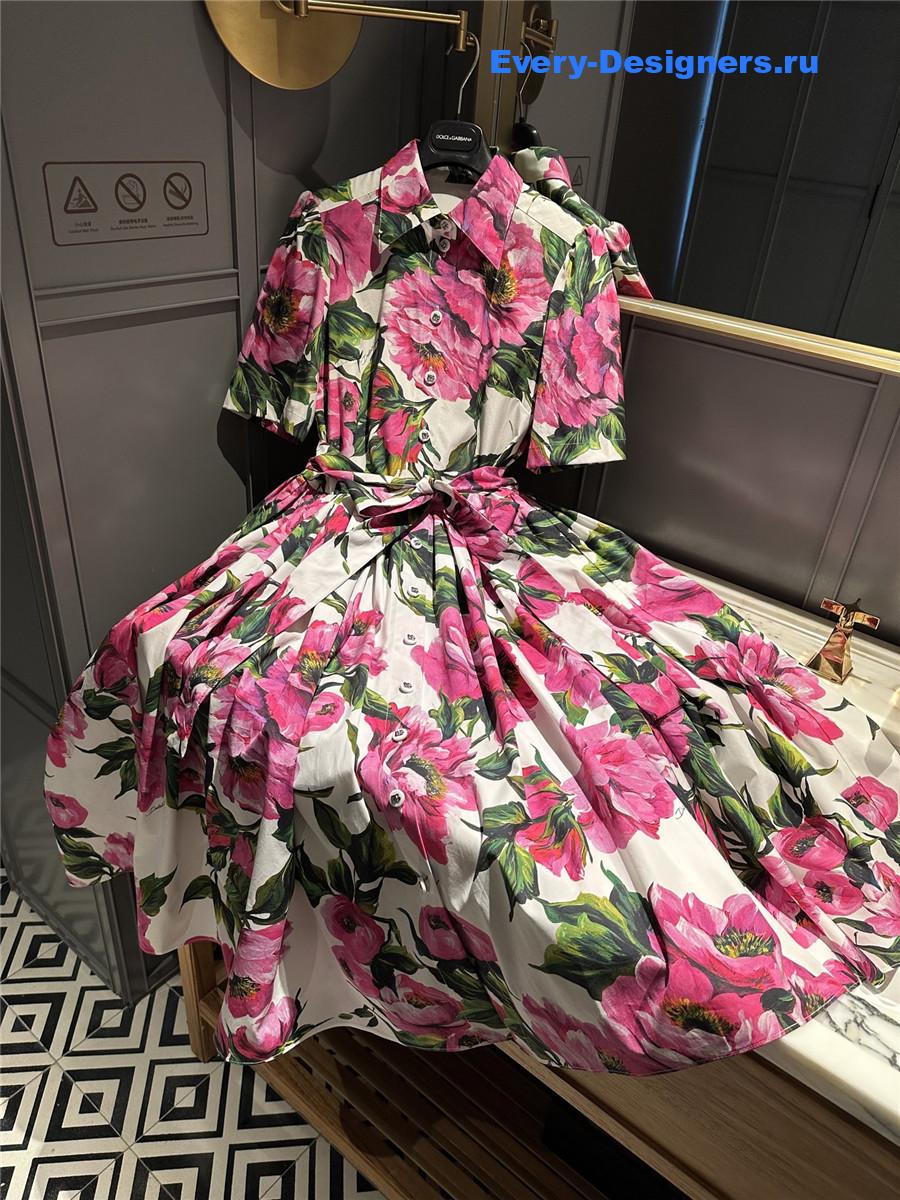 Dolce & Gabbana Peony Print Shirt Dress