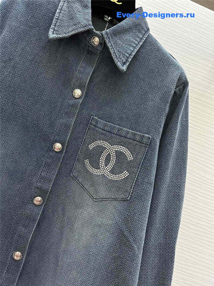 Ch**el embroidered denim shirt jacket
