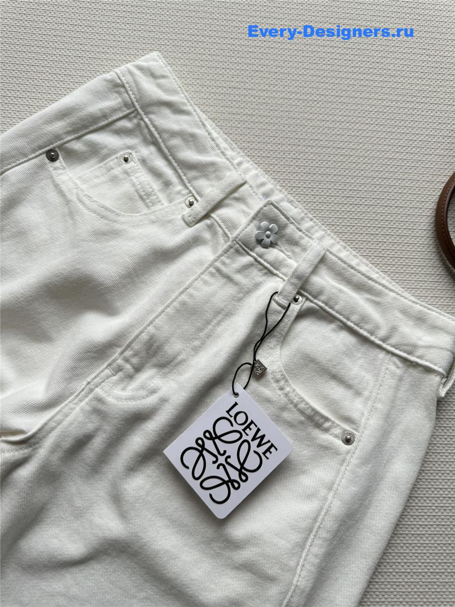 L0ew* white high waist straight jeans