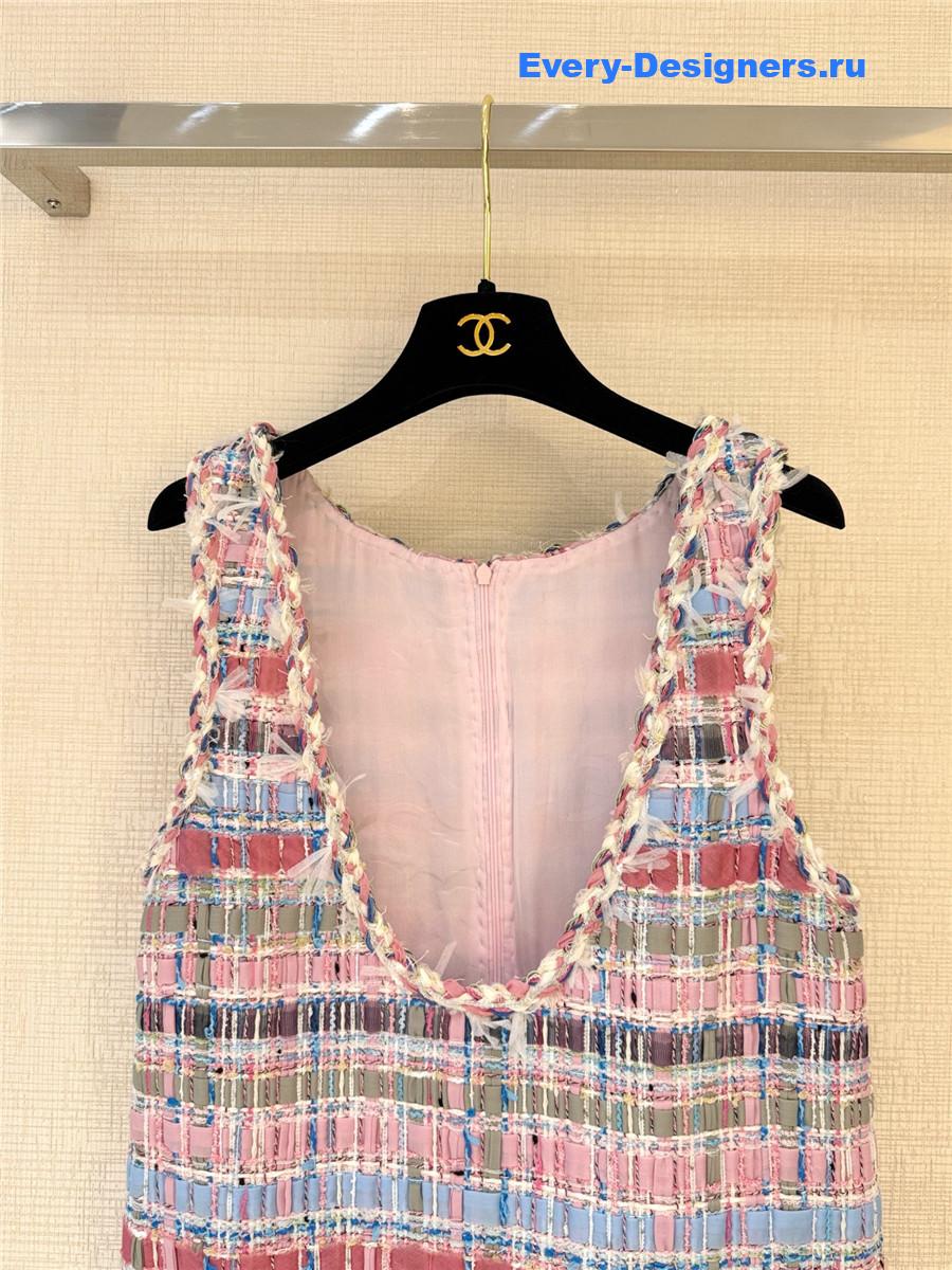 Ch**el pink woven vest dress