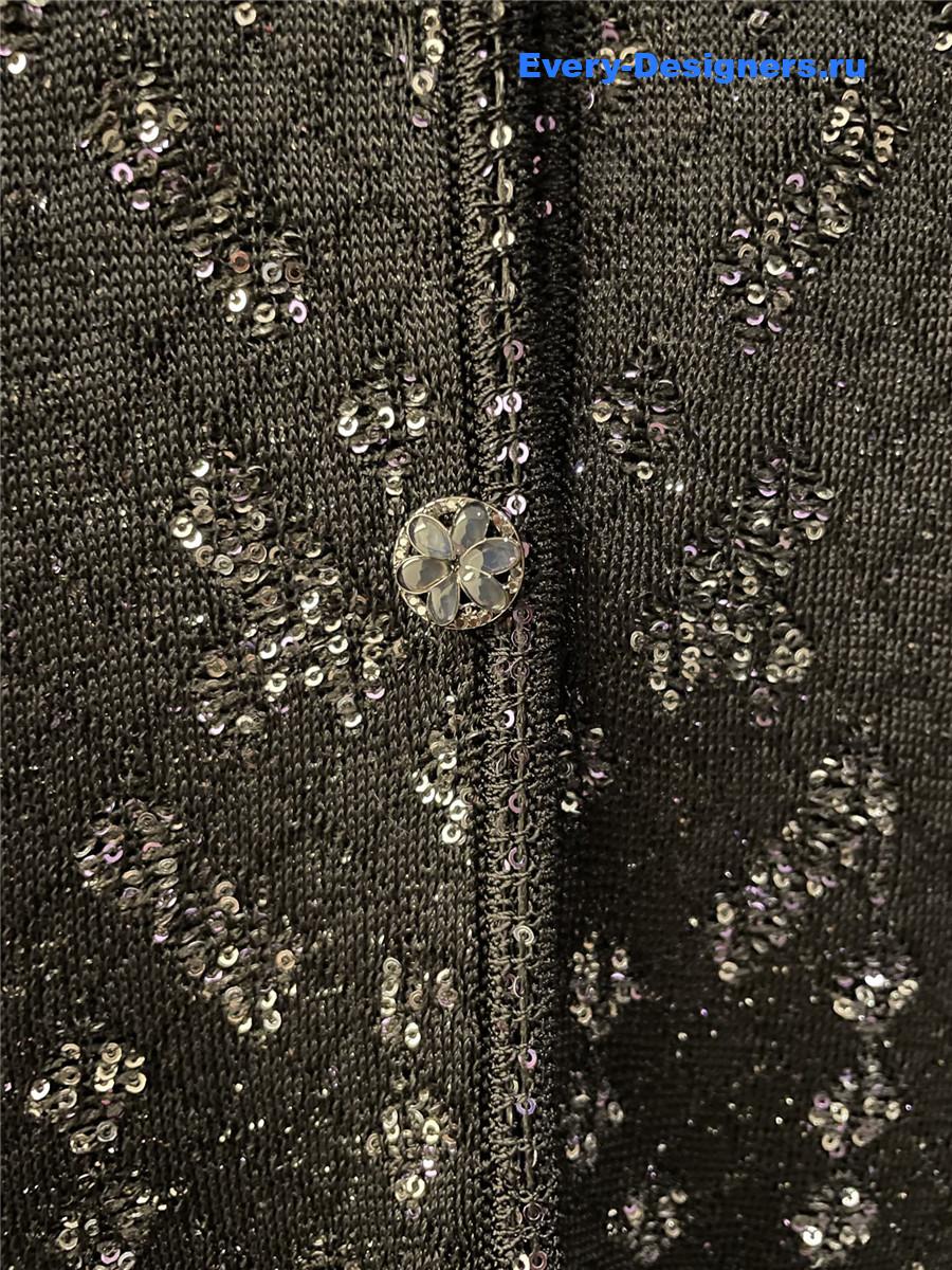 Ch**el black sequin crew neck cardigan