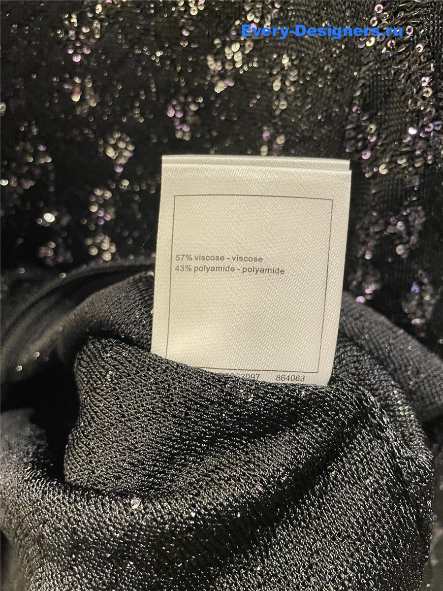 Ch**el black sequin crew neck cardigan