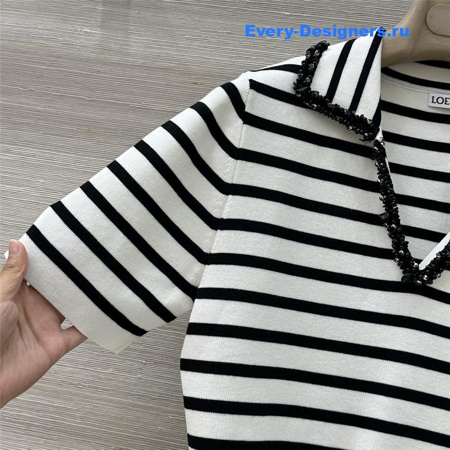 L0ew* striped knit polo top