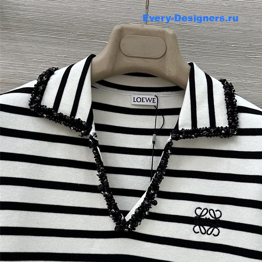 L0ew* striped knit polo top