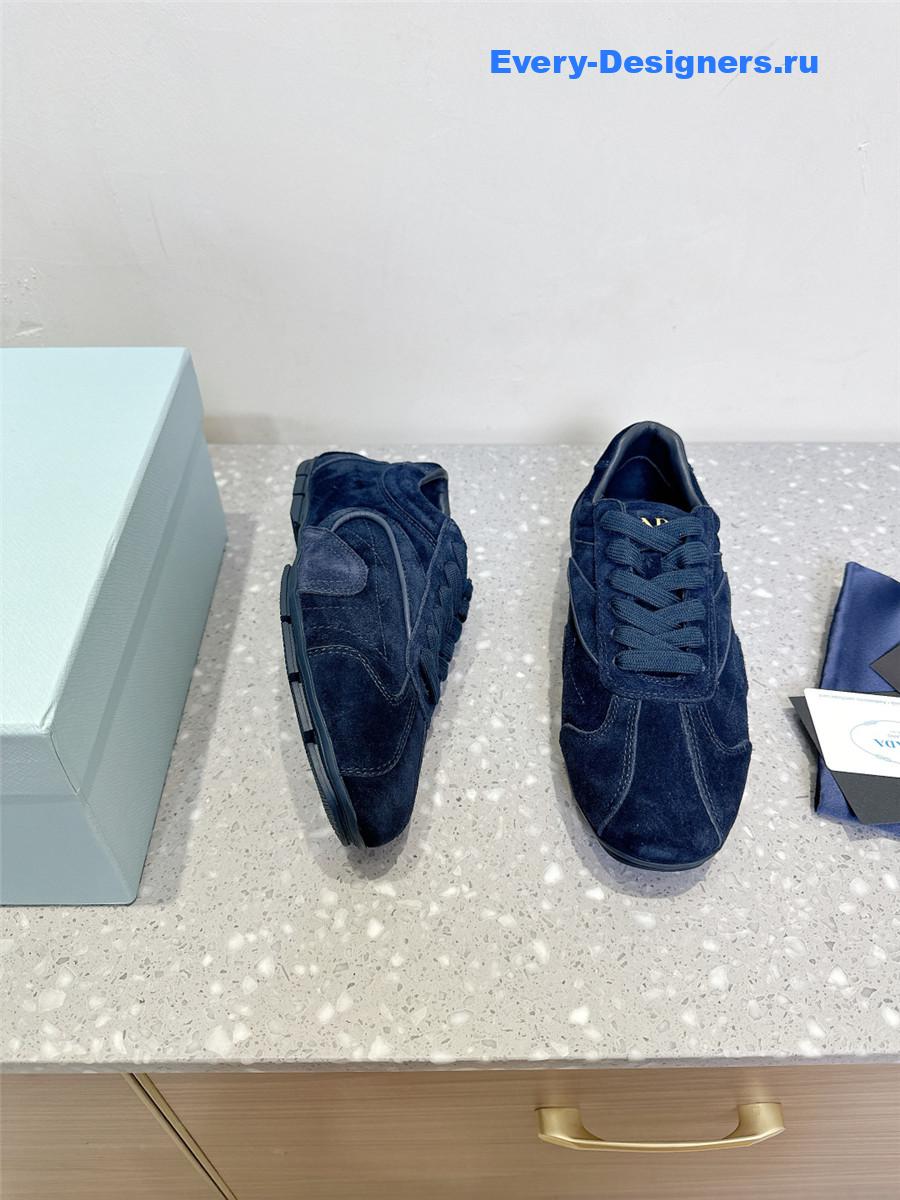 Pra*a dark blue suede sneakers