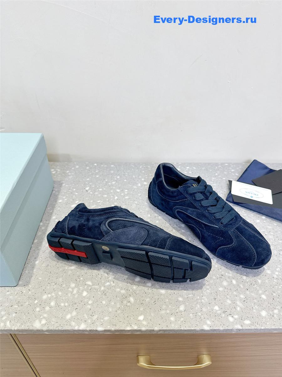 Pra*a dark blue suede sneakers