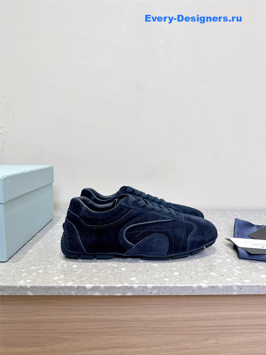 Pra*a dark blue suede sneakers