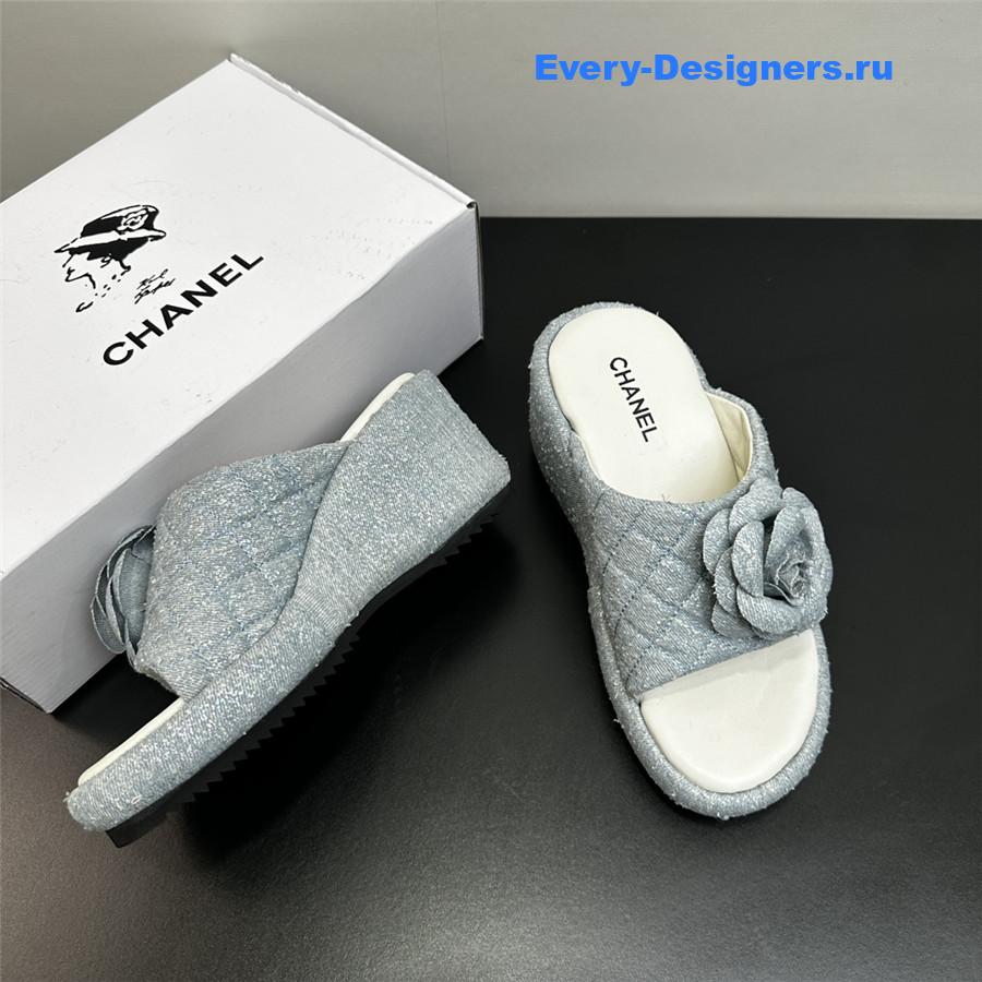 Ch**el camellia wedge slippers