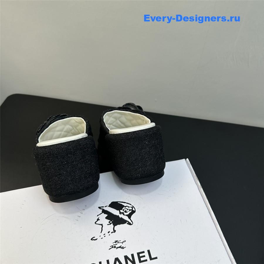 Ch**el black camellia wedge slippers