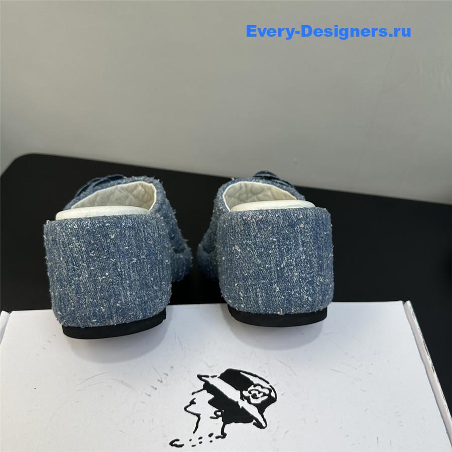 Ch**el light blue camellia slippers