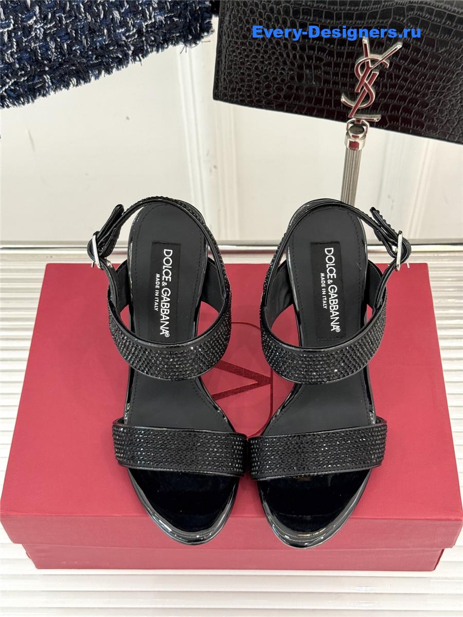 Dolce & Gabbana black rhinestone heel sandals