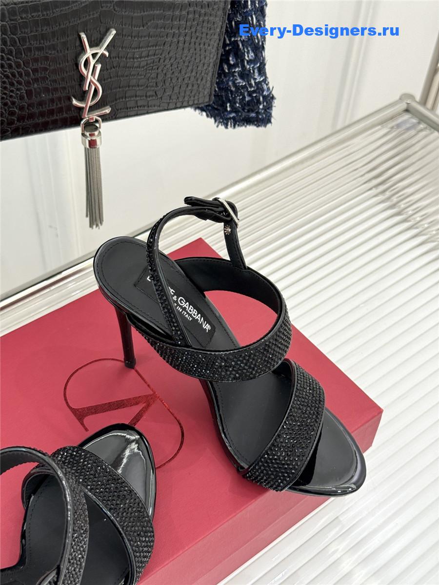 Dolce & Gabbana black rhinestone heel sandals