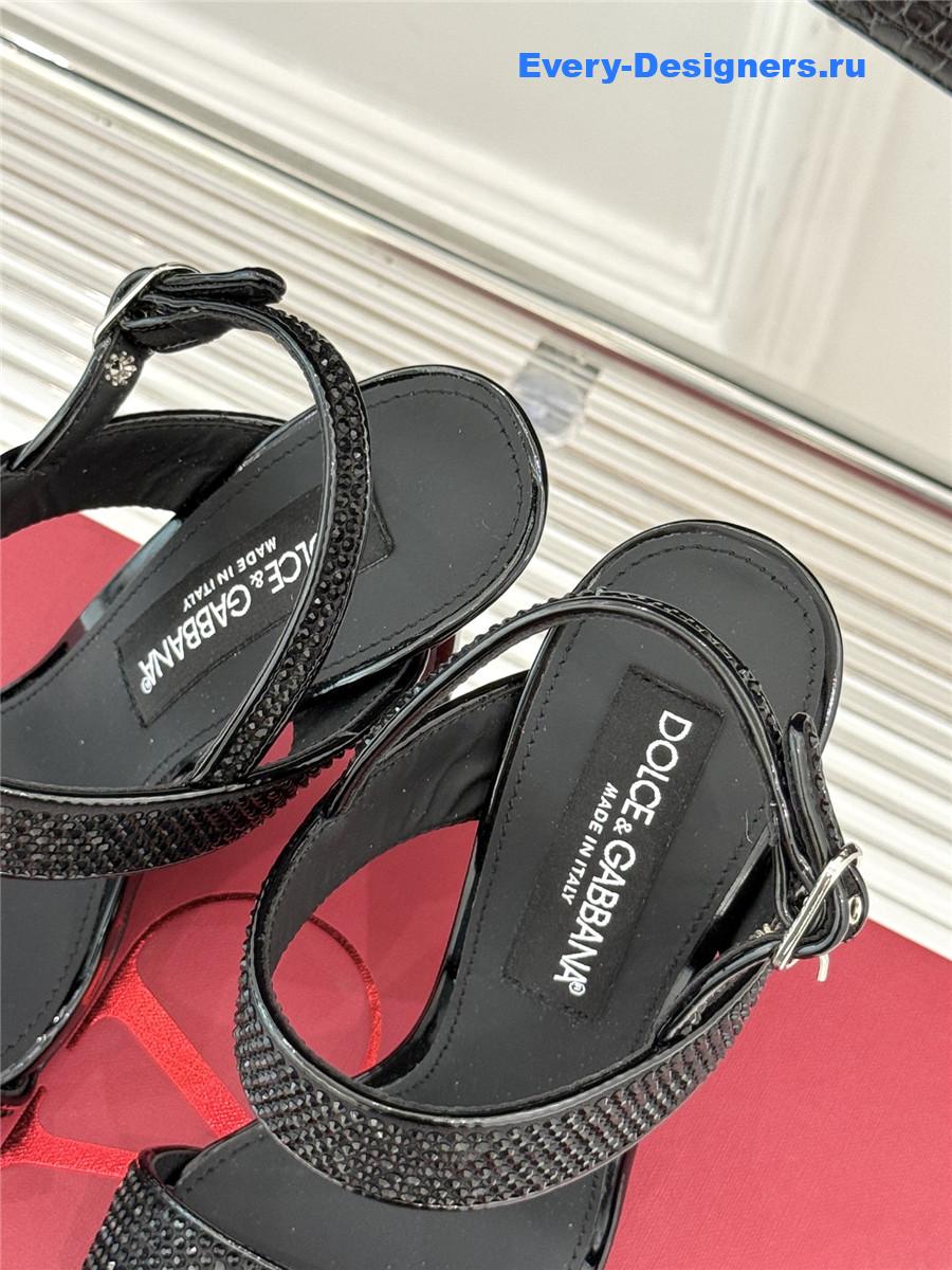 Dolce & Gabbana black rhinestone heel sandals