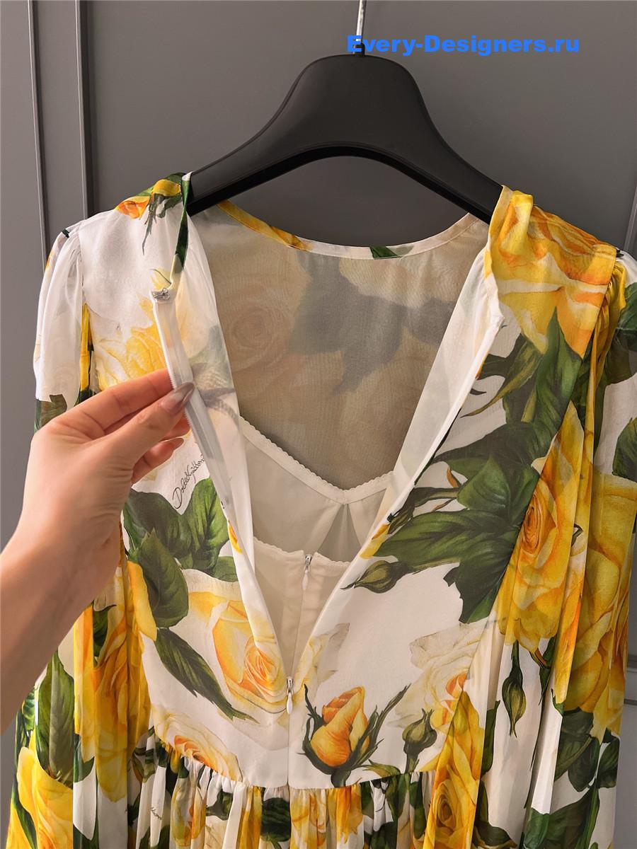 Dolce & Gabbana Rose-Print Chiffon Dress