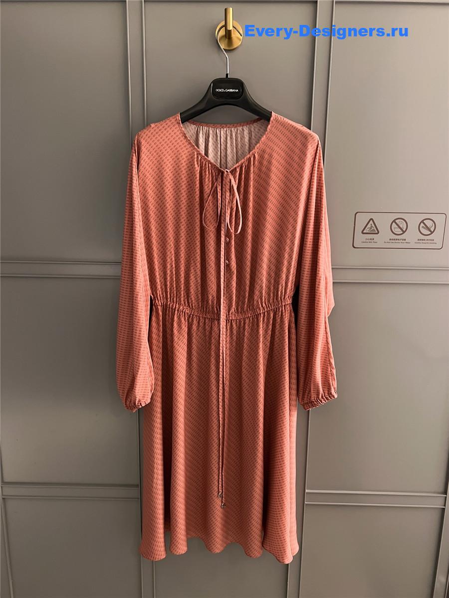 Gvc*1 gg monogram pink silk dress
