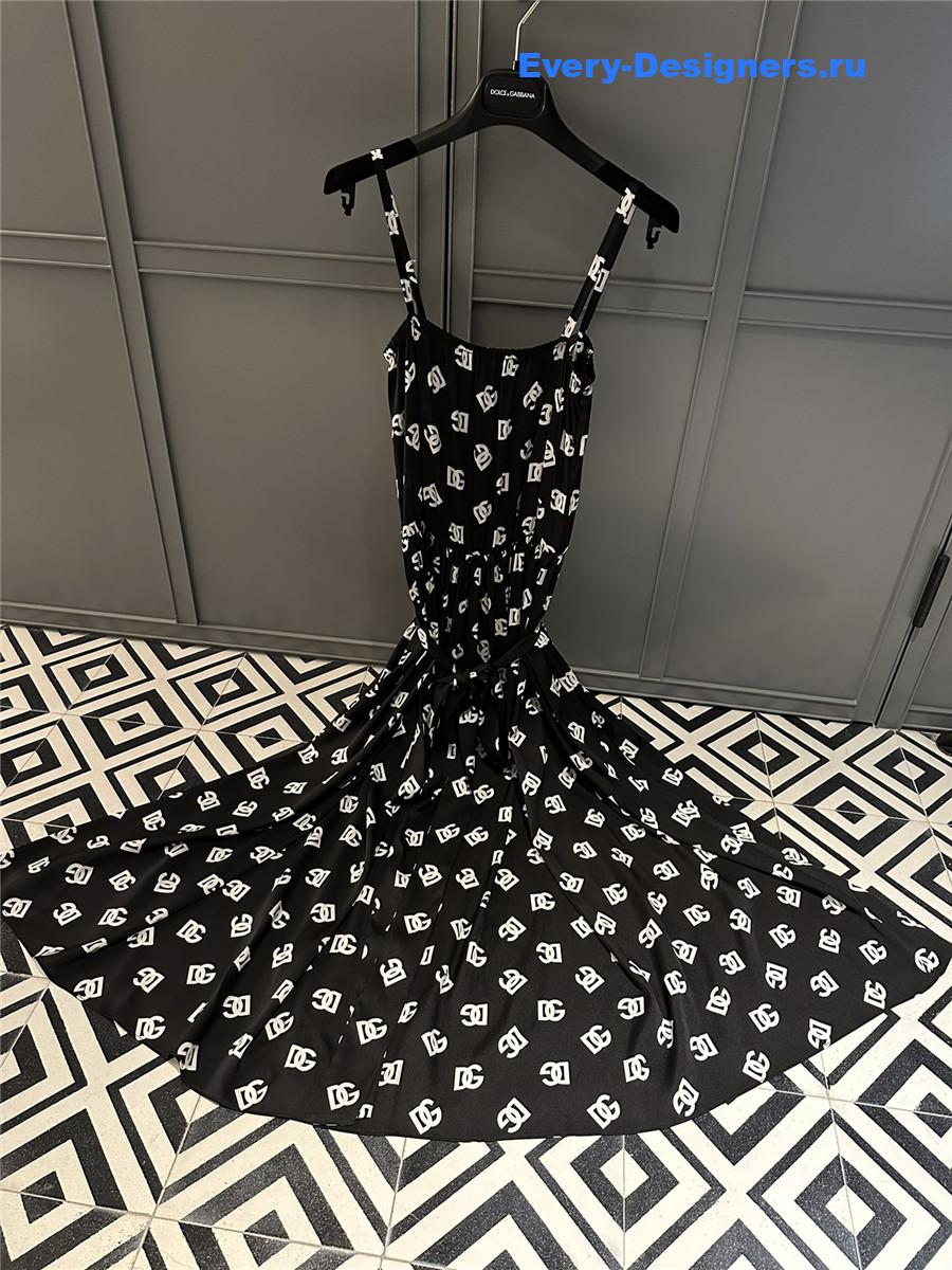 Dolce & Gabbana DG Logo Charmeuse Dress