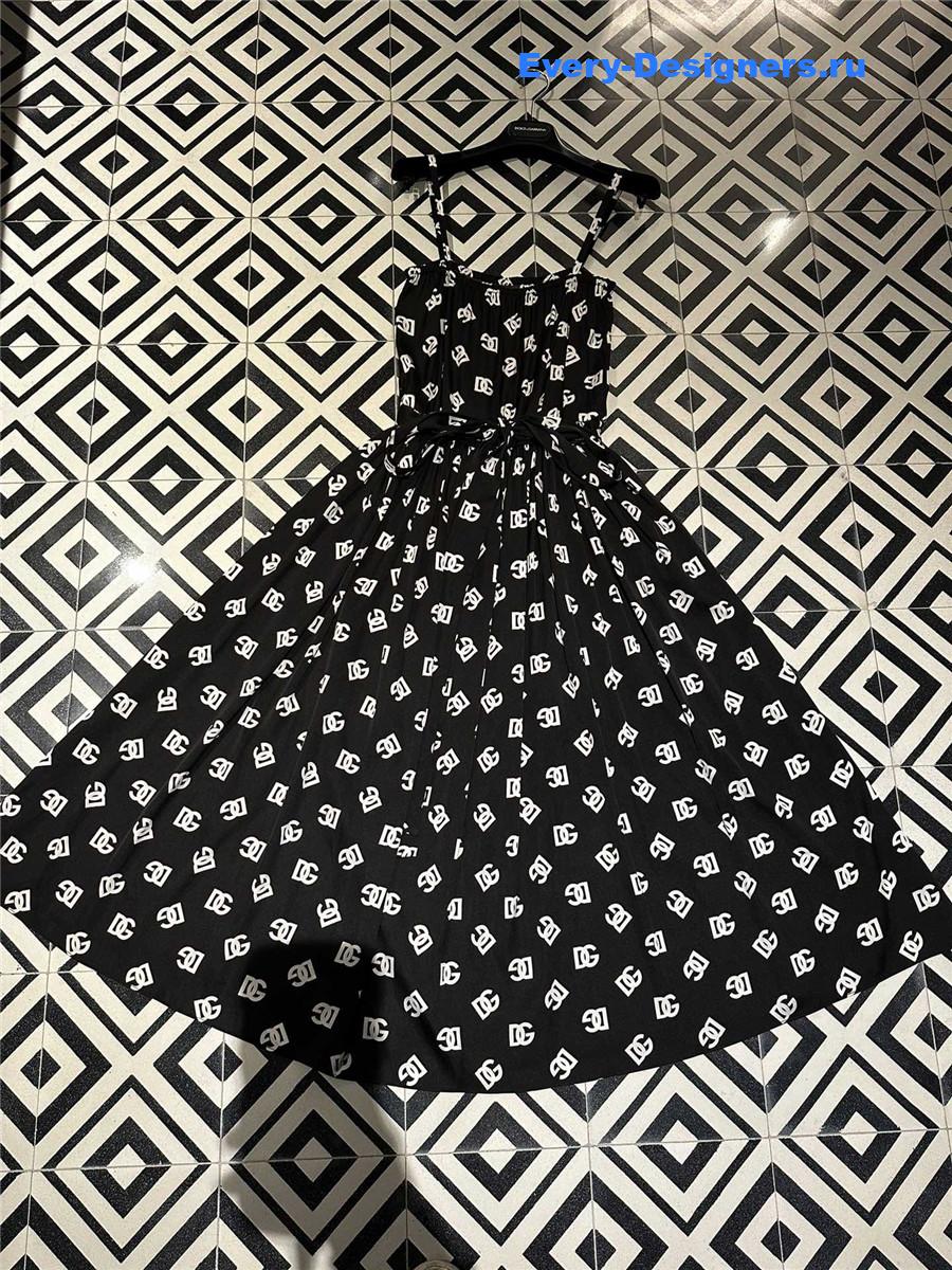 Dolce & Gabbana DG Logo Charmeuse Dress