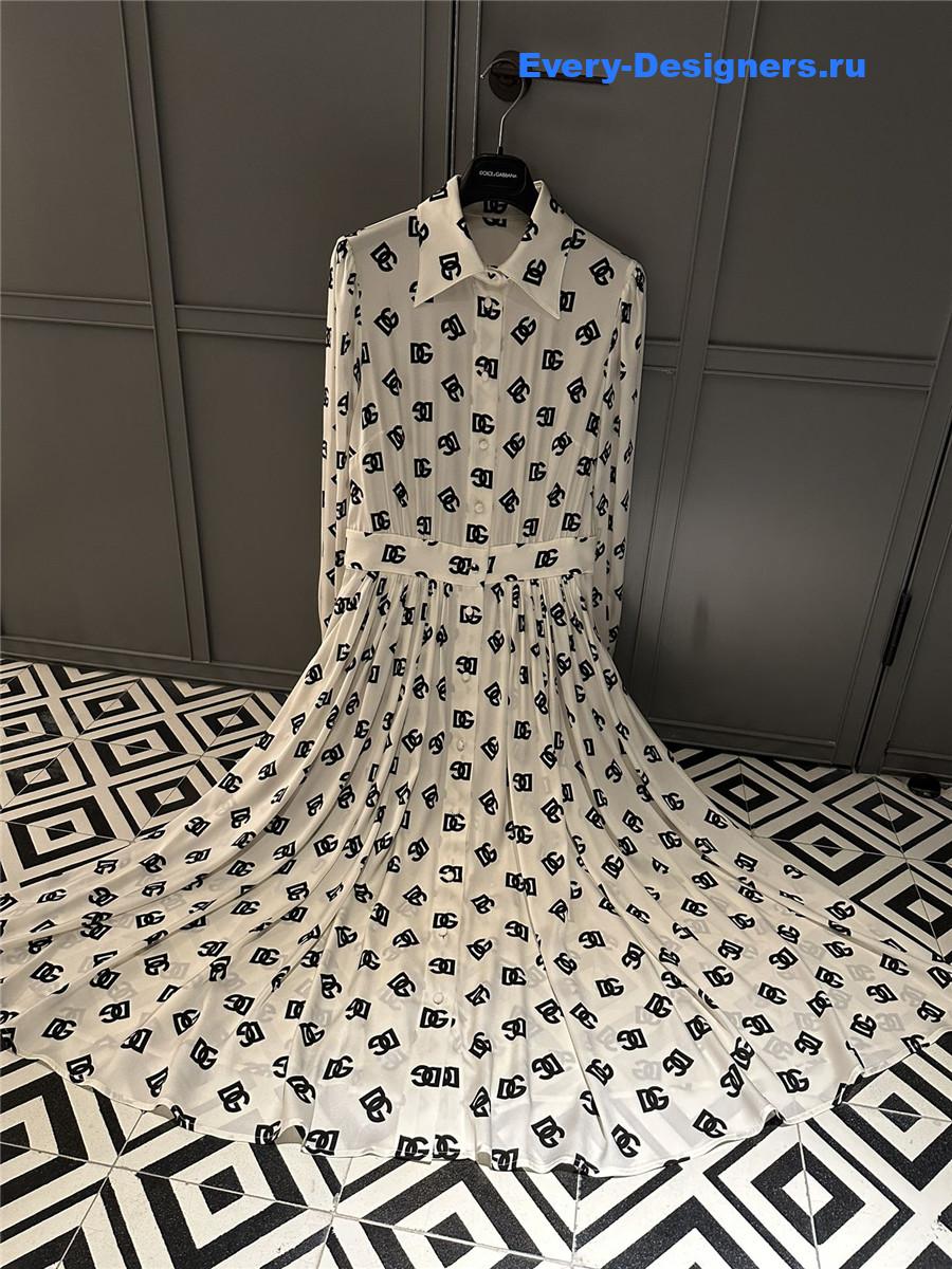 Dolce & Gabbana Logo-Print Midi Dress White