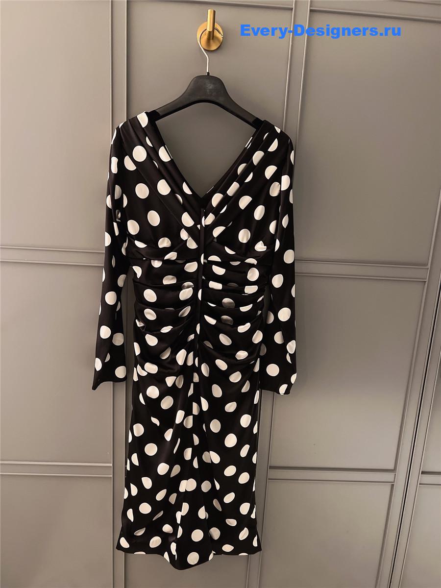Dolce & Gabbana Polka Dot-Print Satin Midi Dress