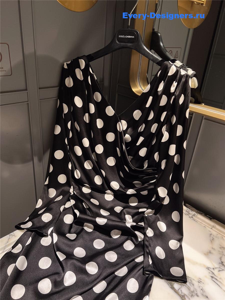 Dolce & Gabbana Polka Dot-Print Satin Midi Dress