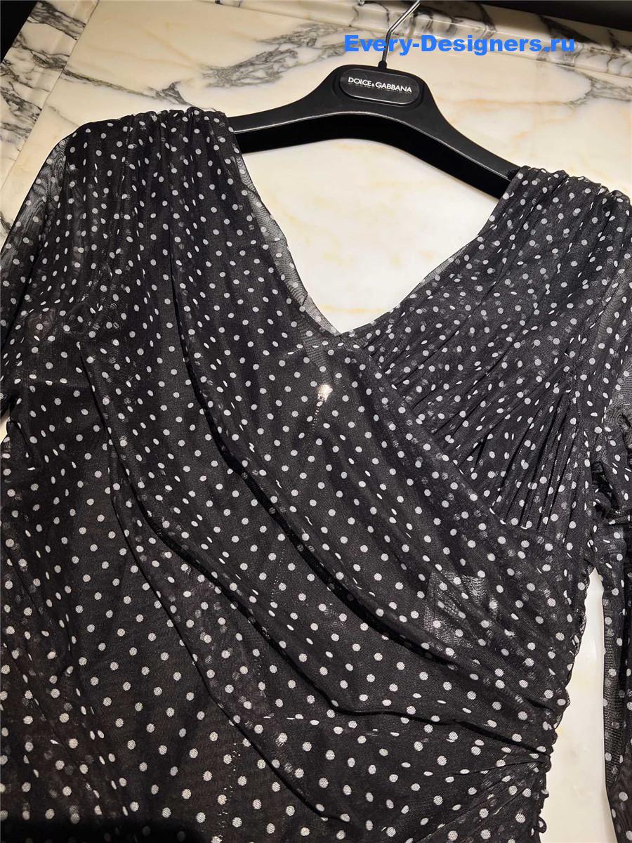 Dolce & Gabbana Polka-Dot Bustier Midi Dress