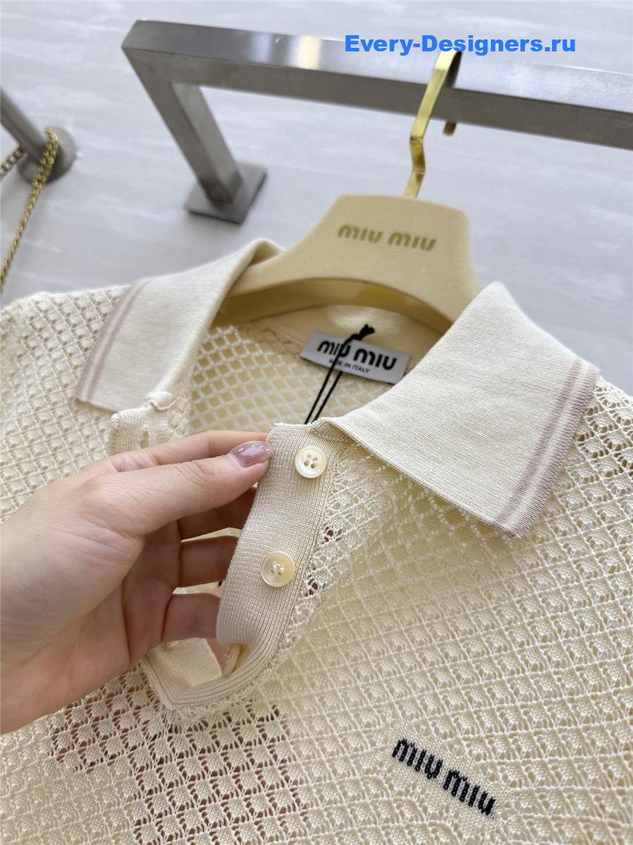 Miu Miu Cotton Polo Shirt Neutral