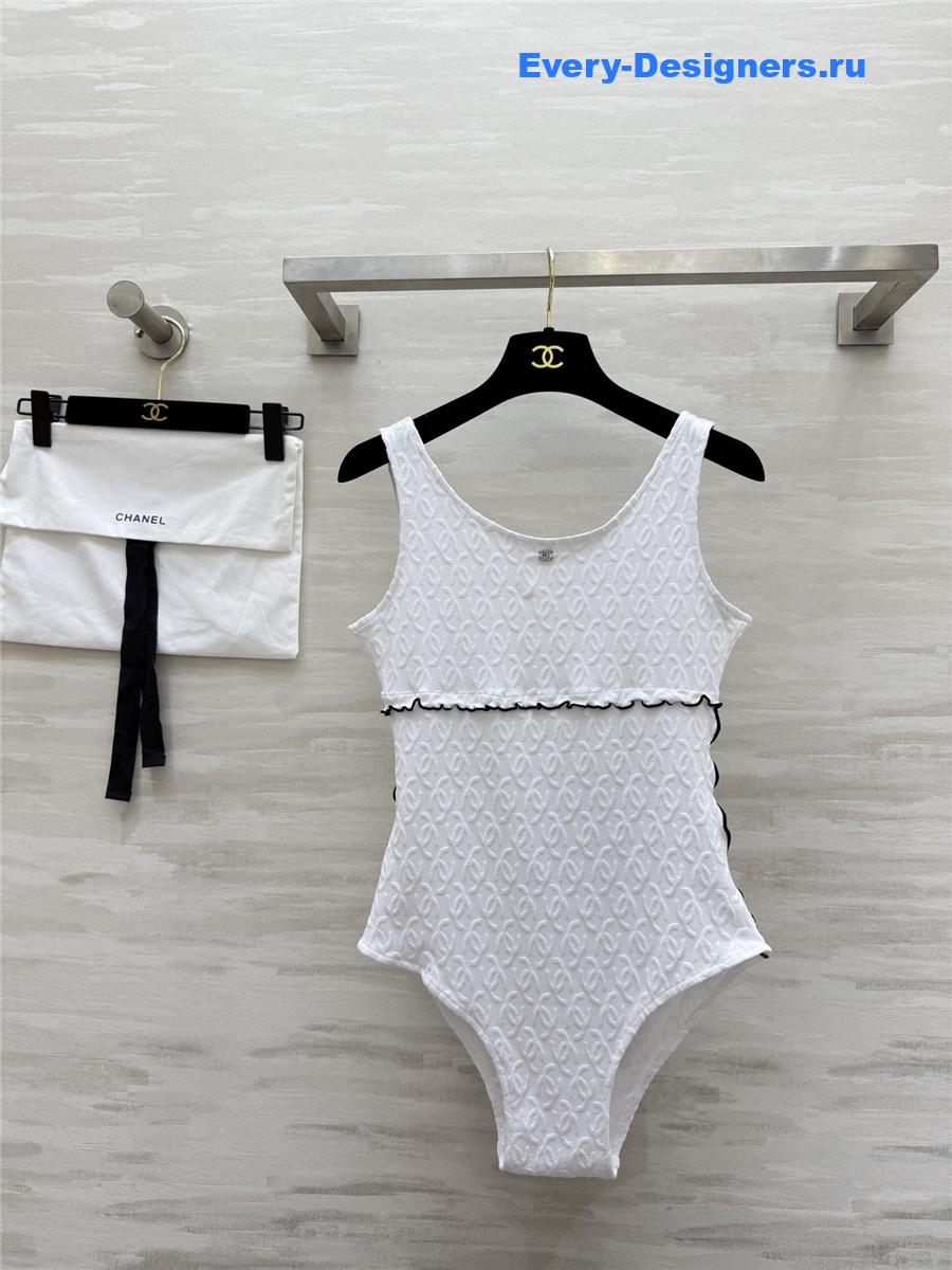 Ch**el white cc logo vest swimsuit