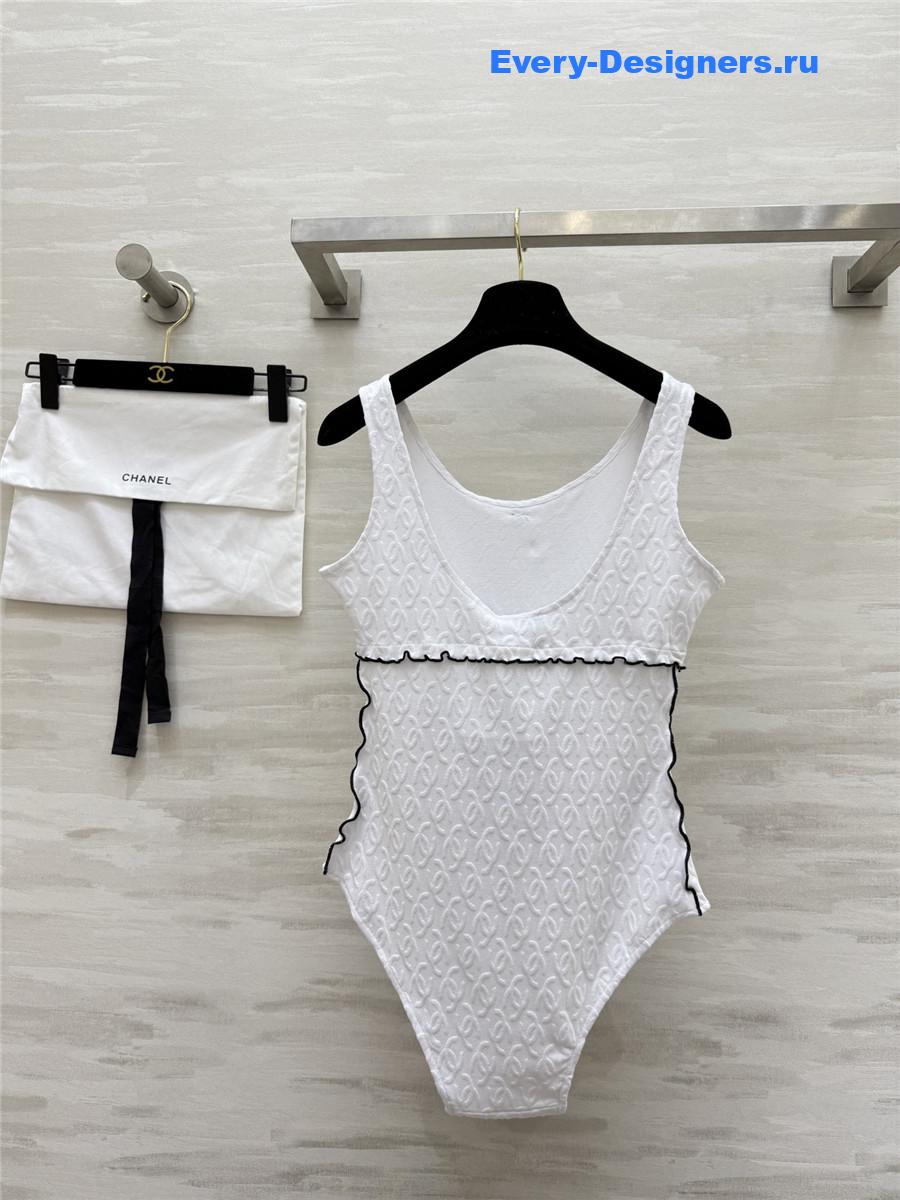 Ch**el white cc logo vest swimsuit
