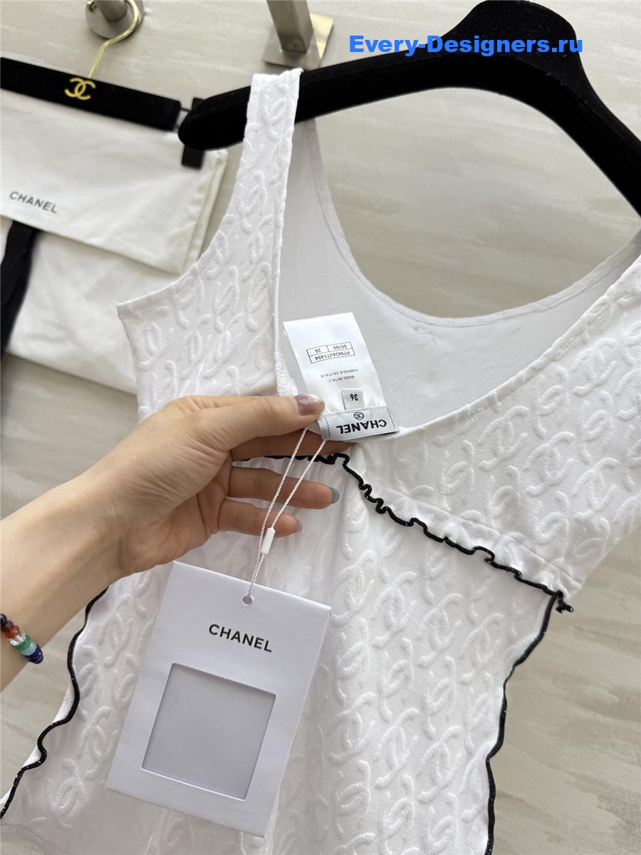 Ch**el white cc logo vest swimsuit